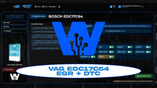 VAG EDC17C64 EGR and DTC configuration in WREET